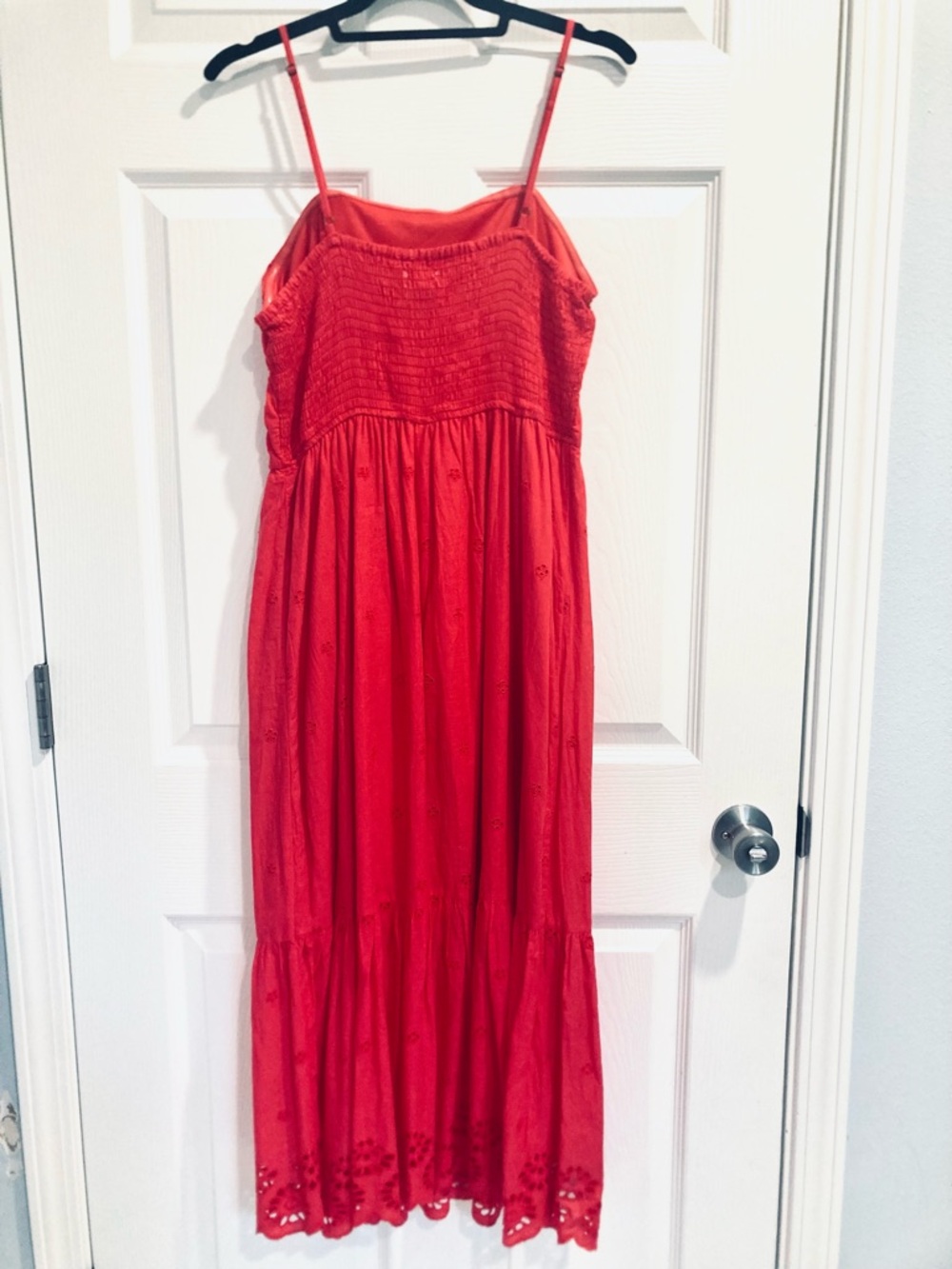 Japna Large 100% Cotton Lined Red Maxi Dress Embroidered Boho Chic - Picture 3 of 12